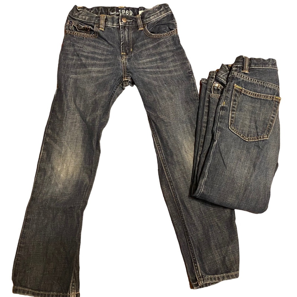 Gap Kids 1969 Boys Stretch Original Jeans Size 8 Blue Denim adjustable waist lot